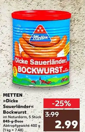Kaufland Metten „dicke sauerländer“ bockwurst Angebot