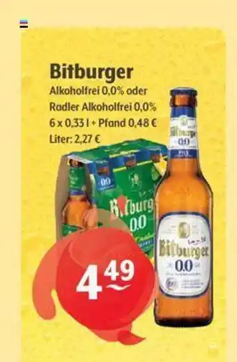 Getränke Hoffmann Bitburger alkoholfrei 0.0% oder radler alkoholfrei 0.0 Angebot