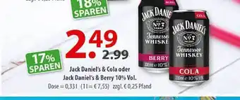 Getränkeland Jack daniel's & cola oder jack daniel's & berry 10% vol Angebot