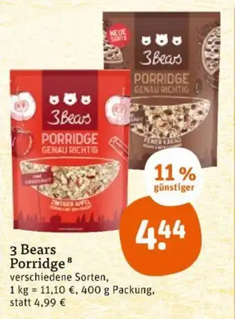 tegut 3 Bears Porridge 400 g Packung Angebot