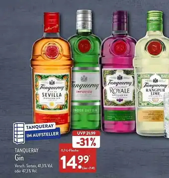 Aldi Nord Tanqueray gin versh. sorten Angebot