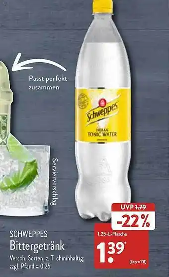 Aldi Nord Schweppes bittergetränk versch. sorten Angebot