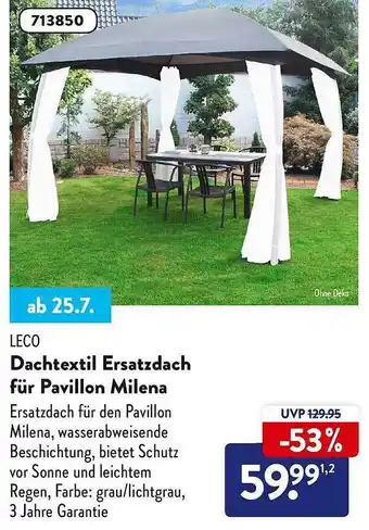 Aldi Nord Leco dachtextil ersatzdach für pavillon milena Angebot