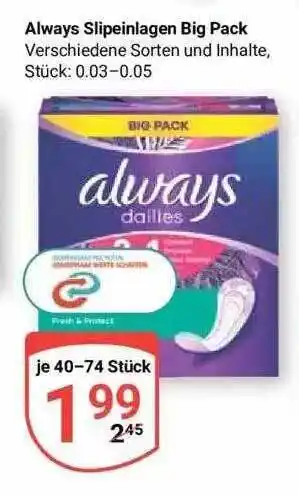 Globus Always slipeinlagen big pack Angebot