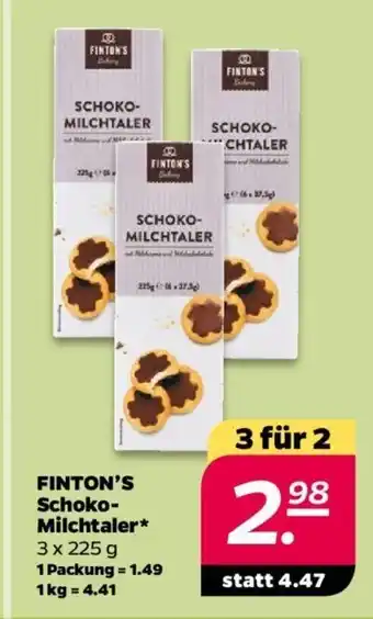 NETTO Finton's Schokomilchtaler 3*225g Angebot