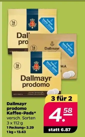 NETTO Dallmayr Prodomo Kaffee-Pads 3*112g Angebot