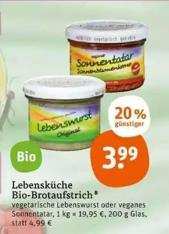 tegut Lebensküche bio-brotaufstrich Angebot