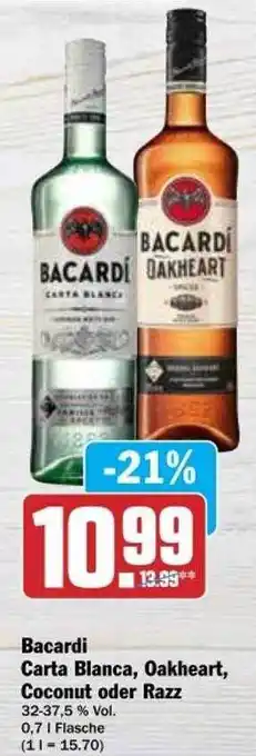 dodenhof Bacardi carta blanca, oakheart, coconut oder razz Angebot