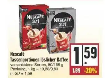 Edeka Nescafé tassenportionen löslicher kaffee Angebot