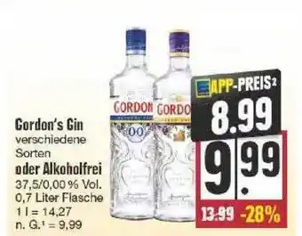 Edeka Gordon's gin oder alkoholfrei Angebot