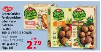 Multi Markt Iglo green cuisine fertiggerichte oder hackbällchen, falafel - 100% veggie power Angebot