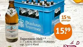 tegut Tegernseer Hell 20x0,5L Angebot