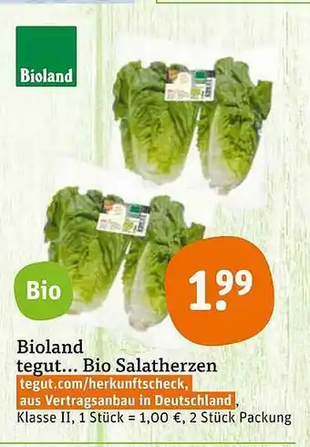 tegut Bioland Bio Salatherzen Angebot