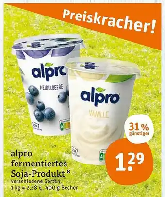 tegut Alpro Fermentiertes Soja Produkt 400g Becher Angebot