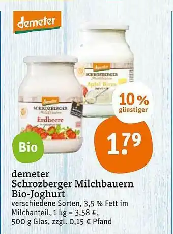 tegut Demeter Schrozberger Milchbauern Bio Joghurt Angebot