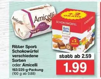 Famila Nord West Ritter Sport Schokowürfel  Oder Amicelli 192/225g Angebot