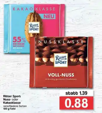 Famila Nord West Ritter Sport Nuss Oder Kakaoklasse 100g Angebot