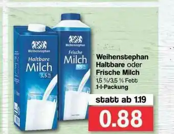 Famila Nord West Weihenstephan Haltbare Oder Frische Milch 1L Angebot