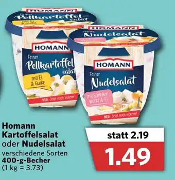 Combi Homann Kartoffelsalat oder Nudelsalat  400g Becher Angebot