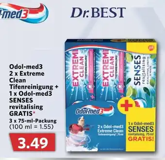 Combi Odol med3 2x Extreme Clean Tifenreinigung 1x Odol med3 Senses revitalising Angebot