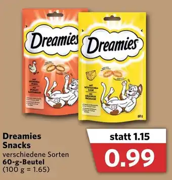 Combi Dreamies Snacks 60g Beutel Angebot