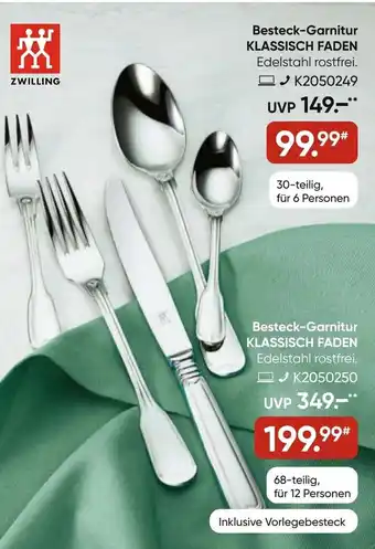 Galeria Zwilling Besteck Garnitur Klassisch Faden Angebot