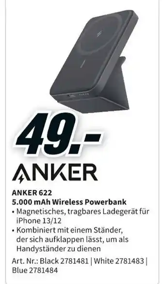 MediaMarkt Anker 622 5.000 mAh Wireless Powerbank Angebot