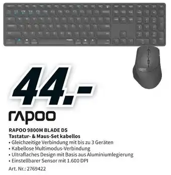 MediaMarkt Rapoo 9800M Blade DS Tastatur & Maus Set kabellos Angebot