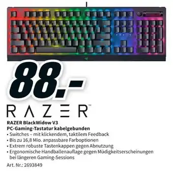 MediaMarkt Razer BlackWidow V3 PC Gaming Tastatur kabelgebunden Angebot