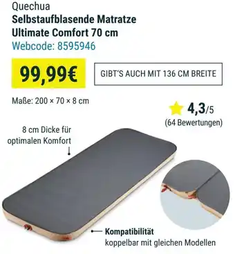 Decathlon Quechua Selbstaufblasende Matratze Ultimate Comfort 70 cm Angebot