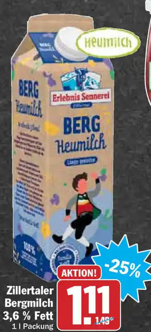 HIT Ullrich Zillertaler Bergmilch 3,6% Fett 1L Angebot