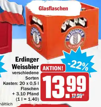 HIT Ullrich Erdinger Weissbier 20x0,5L Angebot