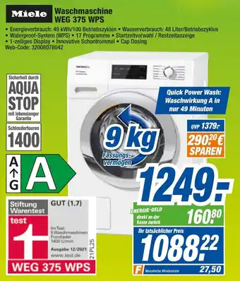 HEM Expert Míele Waschmaschine WEG 375 WPS Angebot