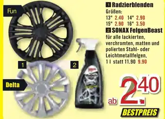 B1 Discount Baumarkt Radzierblenden oder Sonax FelgenBeast Angebot