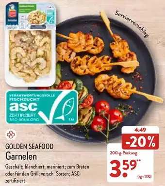 Aldi Nord Golden Seafood Garnelen 200 g Packung Angebot