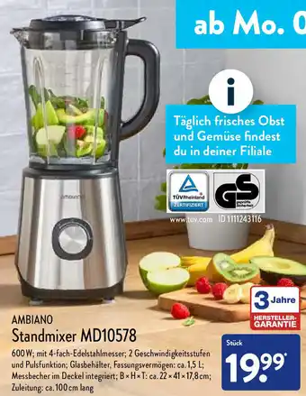 Aldi Nord Ambiano Standmixer MD10578 Angebot