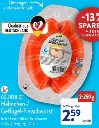 Aldi Nord Güldenhof Hähnchen/Geflügel Fleischwurst 2x250 g Pckg. Angebot