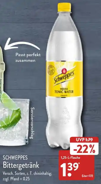 Aldi Nord Schweppes Bittergetränk 1,25 L Flasche Angebot