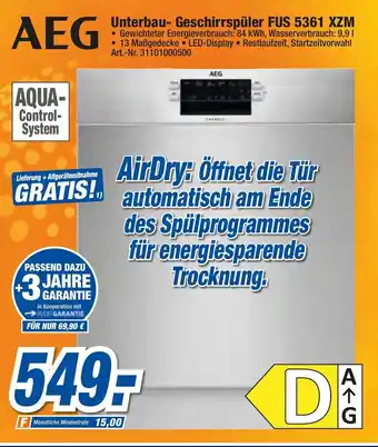 expert Techno Land AEG Unterbau-Geschirrspuler | FUS5361ZXM Angebot