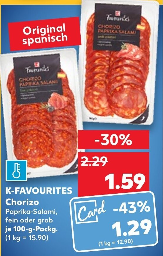 KFavourites Chorizo 100 g Packg. Angebot bei Kaufland