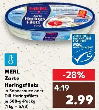 Kaufland Merl Zarte Heringsfilets 500 g Packg. Angebot