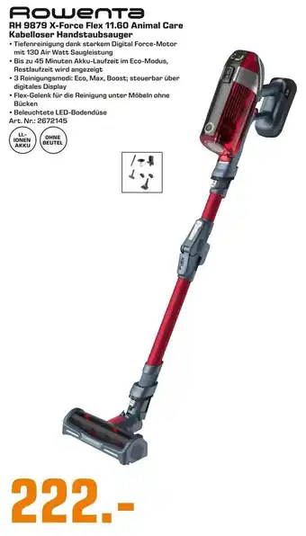 Saturn Rowenta Kabelloser Handstaubsauger X-Force Flex 11.60 Animal Care | RH 9879 Angebot