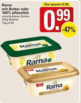 WEZ Rama mit Butter oder 100% pflanzlich 225g Becher Angebot