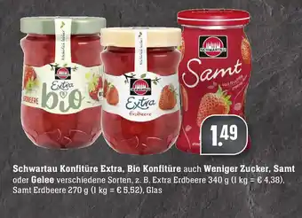 Edeka Schwartau Konfitüre Extra, Bio Konfitüre auch Weniger Zucker, Samt oder Gelee 340g Angebot