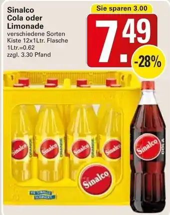 WEZ Sinalco Cola oder Limonade Kiste 12x1Ltr. Flasche Angebot