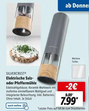 Lidl Silvercrest elektrische salz- oder pfeffermühle Angebot