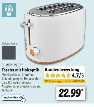 Lidl Silvercrest toaster mit holzoptik Angebot