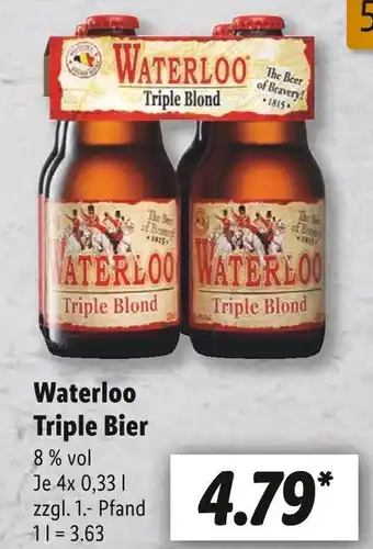 Lidl Waterloo triple bier Angebot