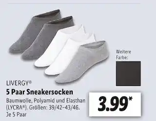 Lidl Livergy 5 paar sneakersocken Angebot