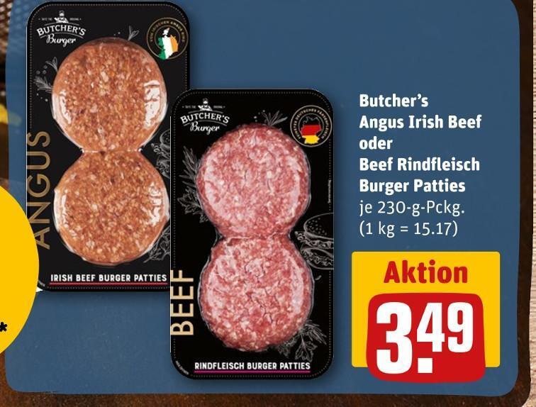 Butcher’s angus irish beef oder beef rindfleisch burger patties Angebot